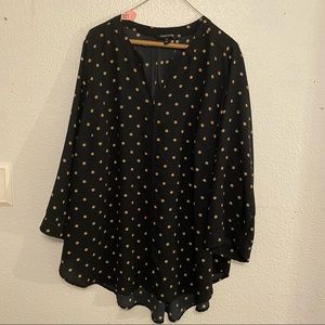 Black and Tan Polka Dot Blouse